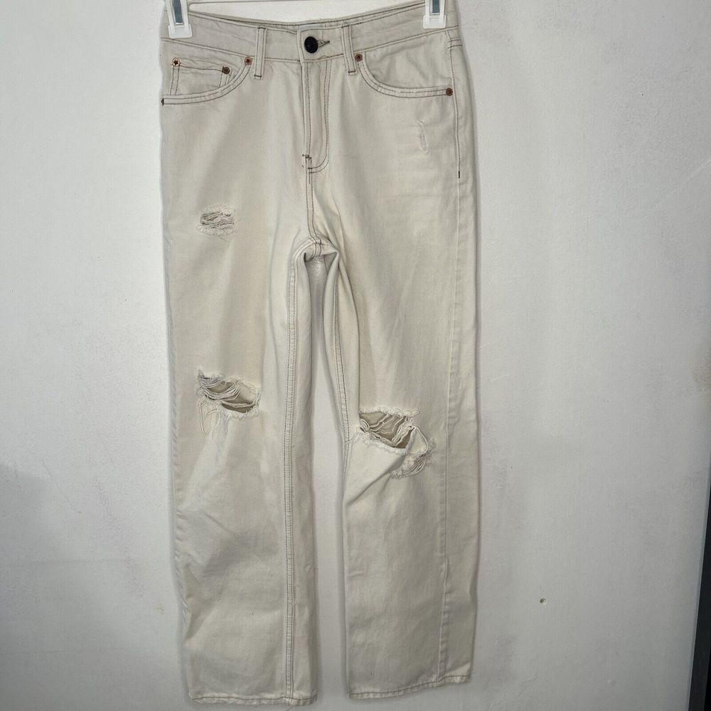 BDG Urban Outfitters Jeans High Rise Baggy Cream Ivory Beige W26 L32